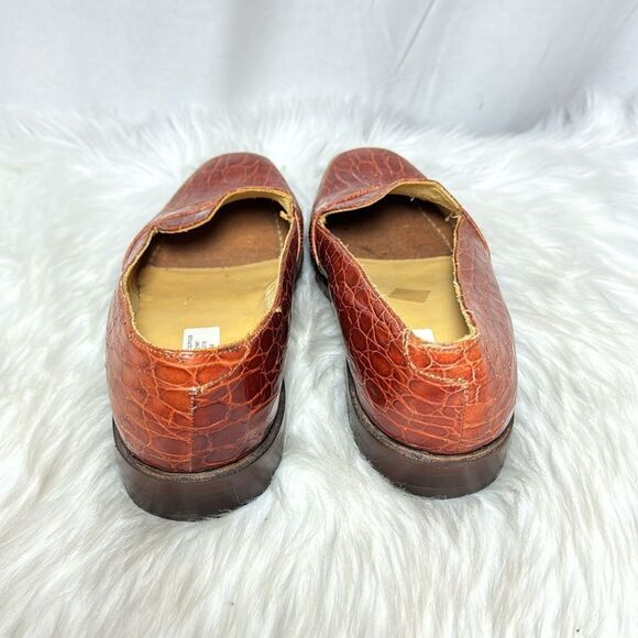 David Espinoza‎ Cognac Alligator Leather Loafers Sz 8D main image 8